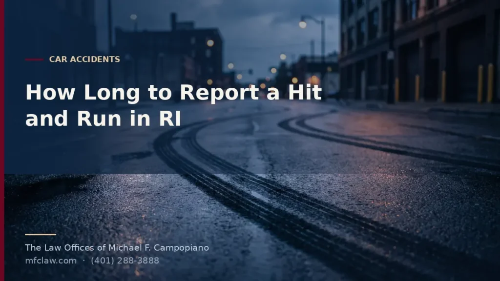 Fresh tyre skid marks on wet asphalt at dusk representing a hit and run accident