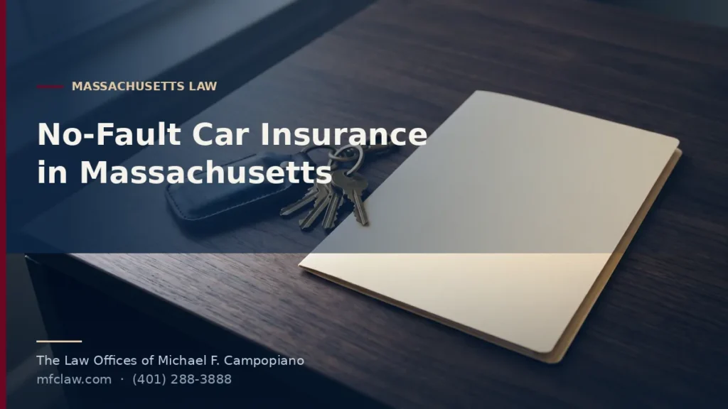 Car keys and a document folder on a desk representing Massachusetts no-fault insurance