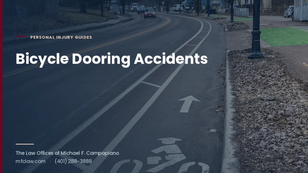 Buffered bicycle lane along a Rhode Island street, illustrating the door zone where dooring accidents happen