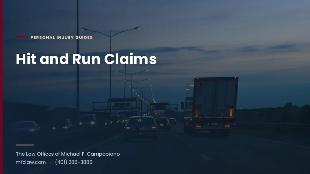 Cars on a highway at dusk with a truck ahead, representing a Rhode Island hit-and-run claim