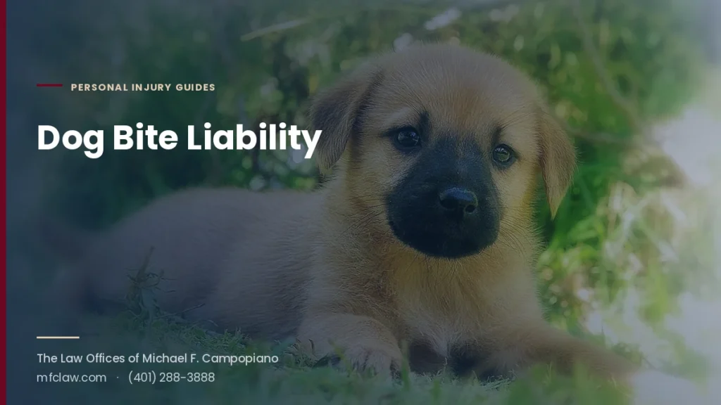 Puppy lying in grass, illustrating a Rhode Island dog bite liability guide