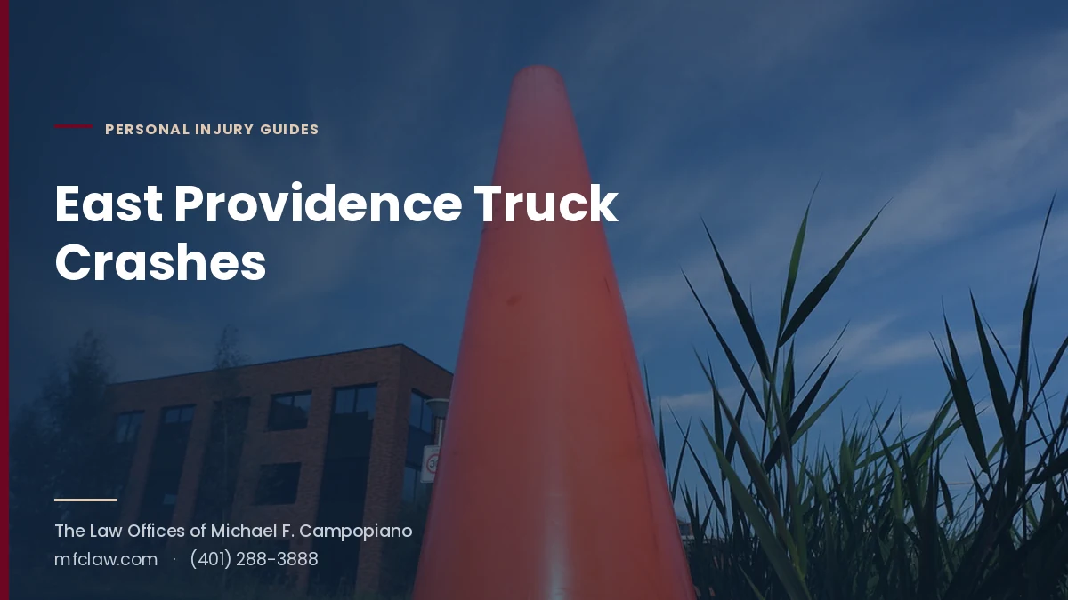 Orange traffic cone in a work zone, illustrating truck crash liability in East Providence, RI