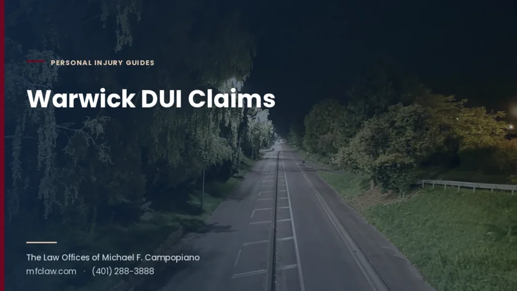 Empty road at night, a view for a Warwick drunk driving accident claim guide