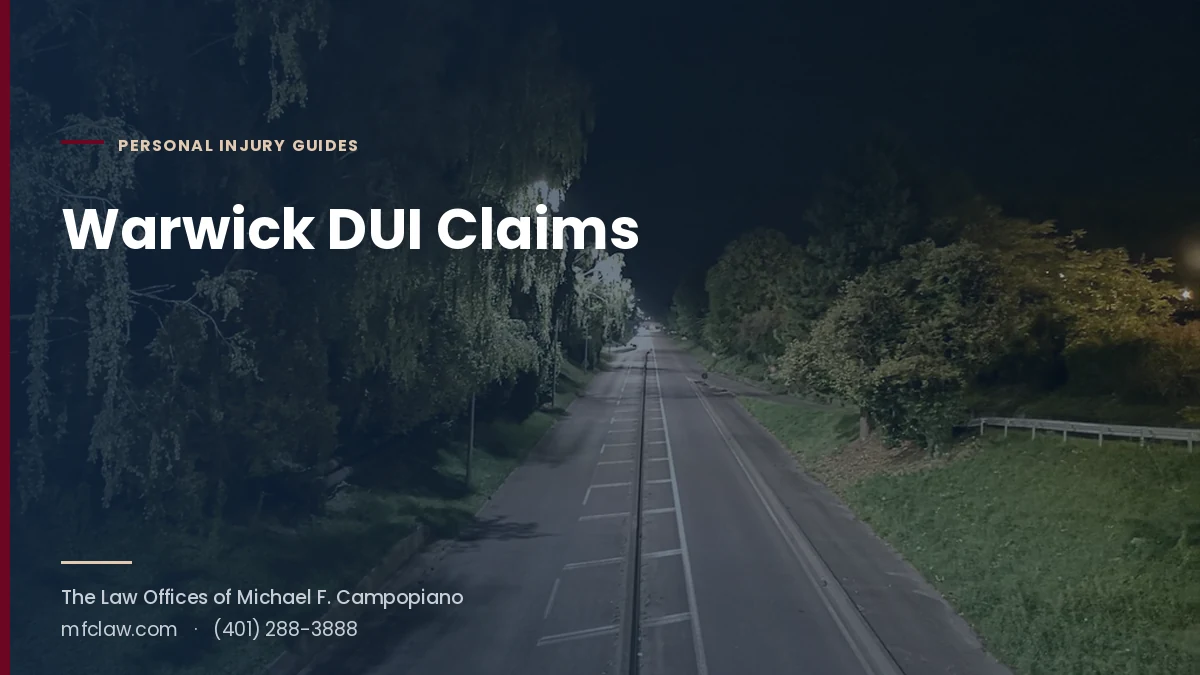 Empty road at night, a view for a Warwick drunk driving accident claim guide