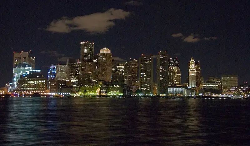 Boston skyline at night