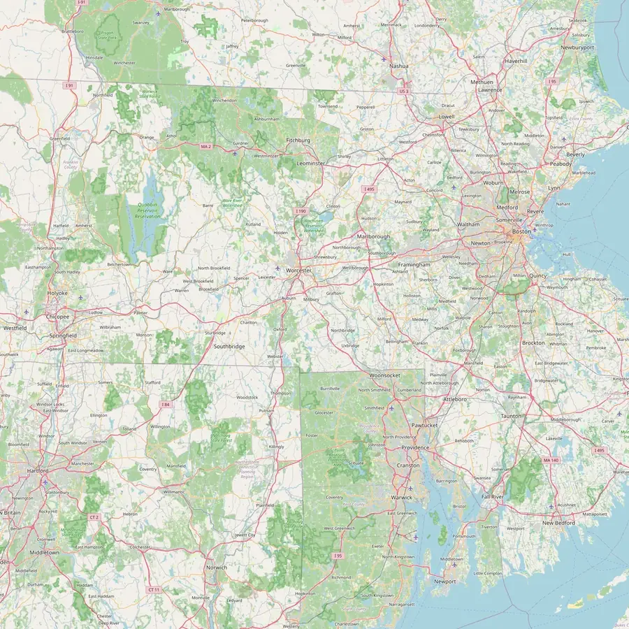 Street map of Massachusetts showing the cities we serve